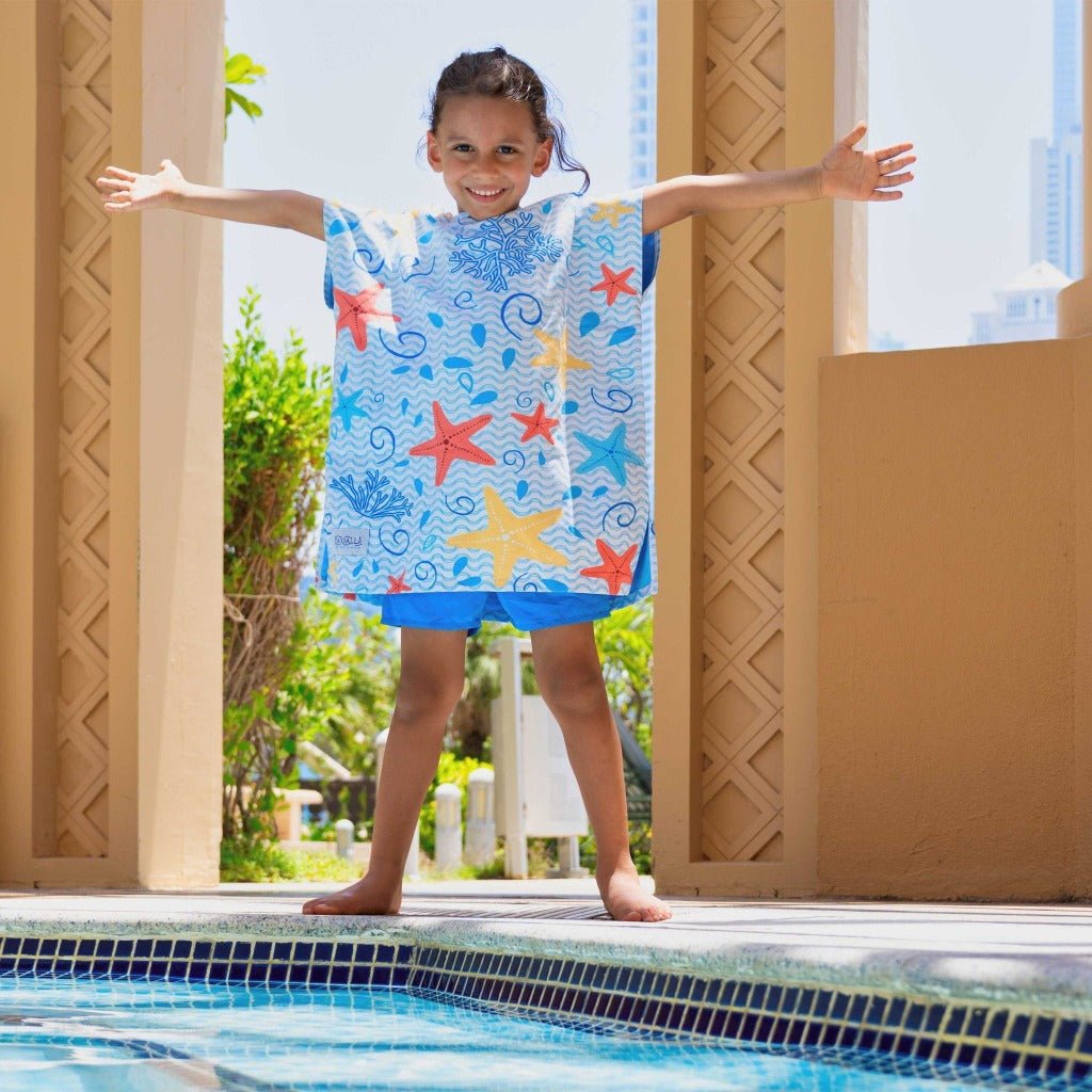 Kids Beach Poncho - Ocean Doodles