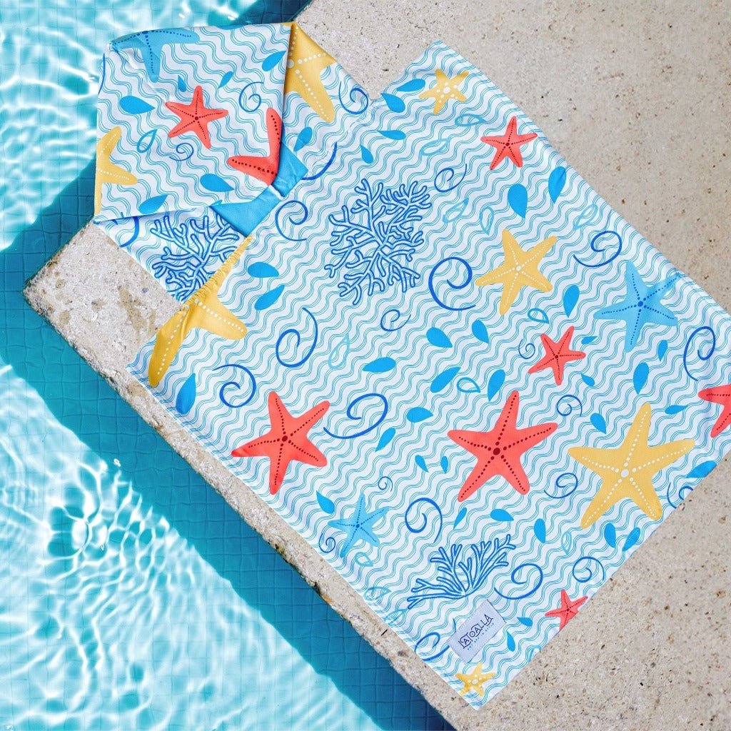 Kids Beach Poncho - Ocean Doodles