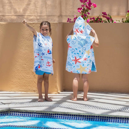 Kids Beach Poncho - Ocean Doodles